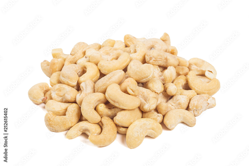 Pile of cashew isolated on the white background Pile of cashew isolated on the white background