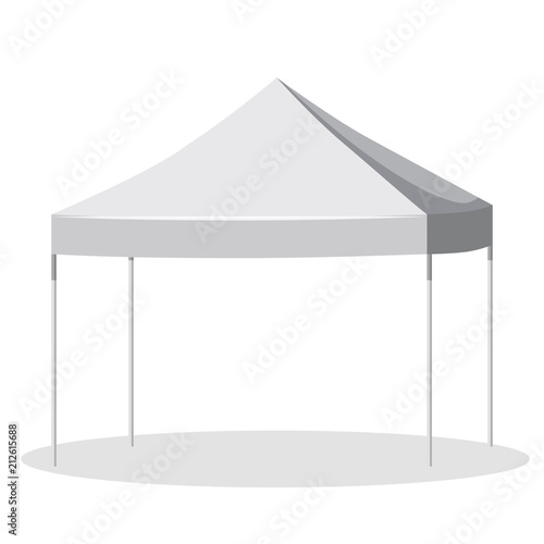 White canopy or tent, vector illustration. Promotional Outdoor Canoby Event Trade Show Pop-Up Tent Mobile Marquee. Mockup for your design.