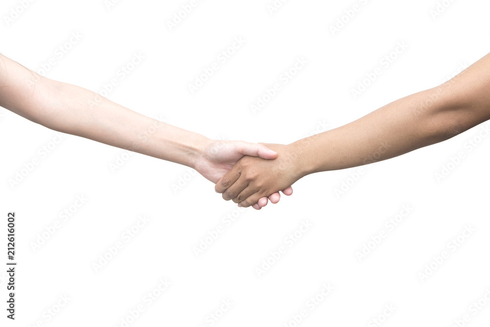 Closeup handshake isolate on white. Closeup handshake isolate on white.