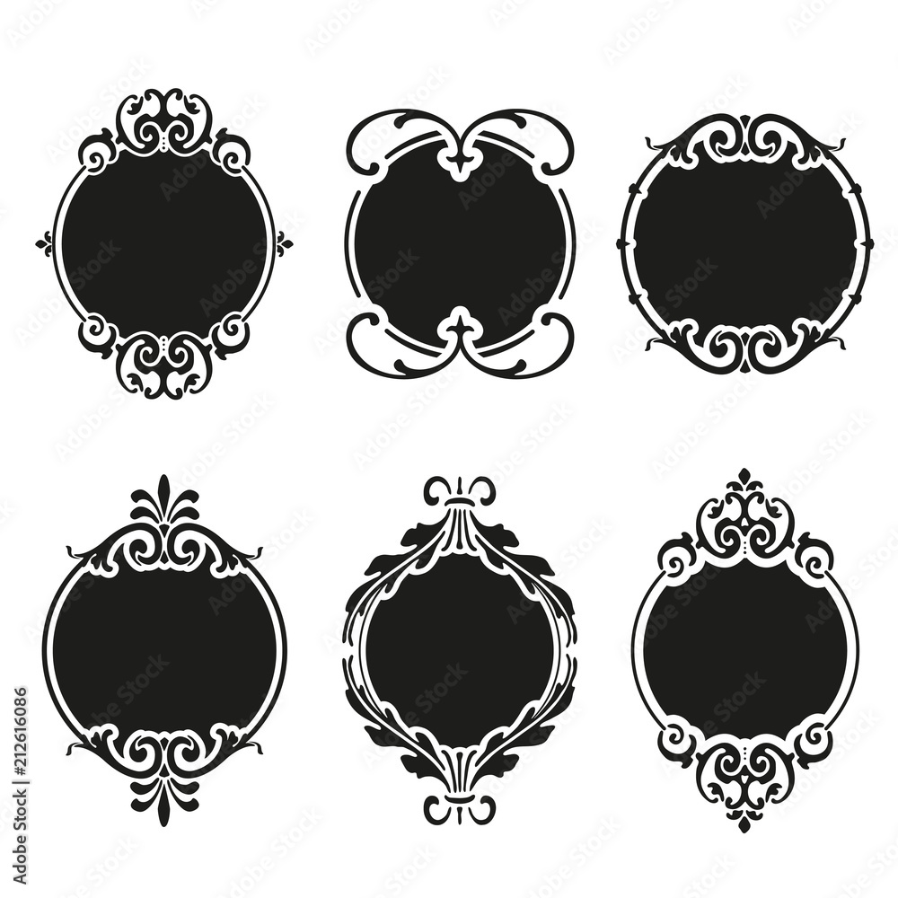 Set of round and circular decorative patterns for design frameworks and banners Set of round and circular decorative patterns for design frameworks and banners