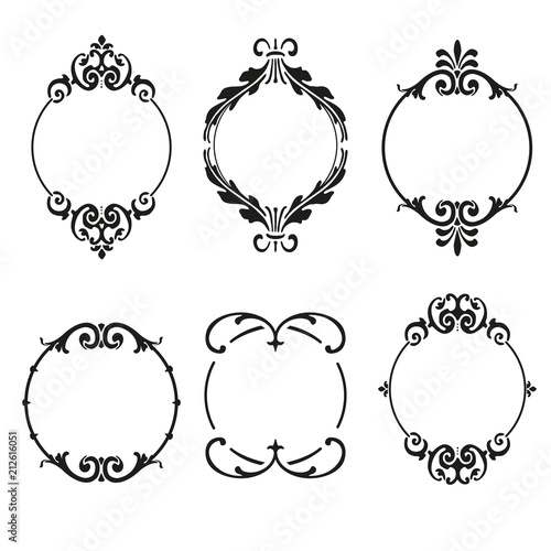 Set of round and circular decorative patterns for design frameworks and banners