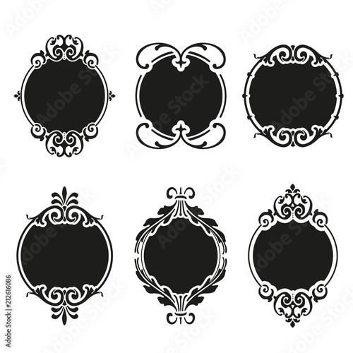 Set of round and circular decorative patterns for design frameworks and banners