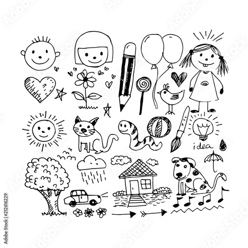 Children hand draw doodle icon