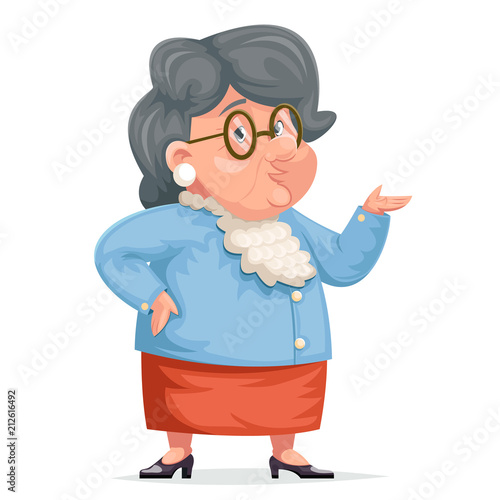 Grandmother talking wise old woman granny character adult icont cartoon design vector illustration