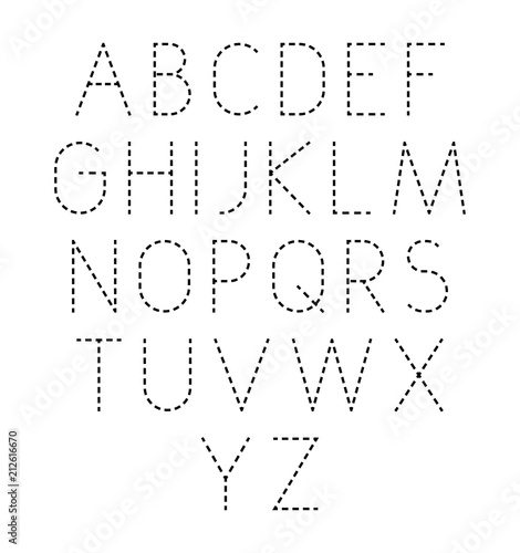 Vector dotted line font. Modern geometric stylized letters.