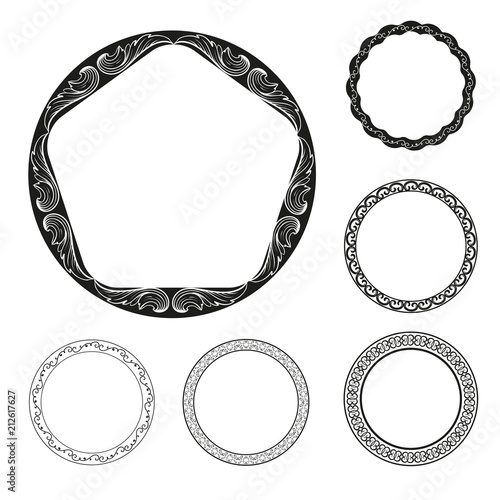 Set of round and circular decorative patterns for design frameworks and banners