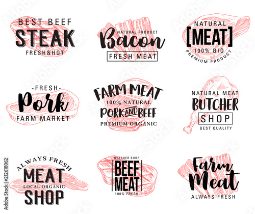 Vector sketch lettering for meat products