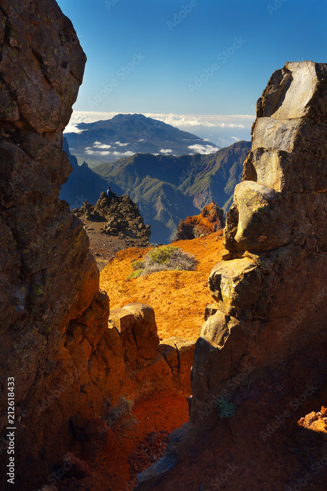 Landscape above the crater Caldera de Taburiente, Island of La Palma, Canary Islands, Spain