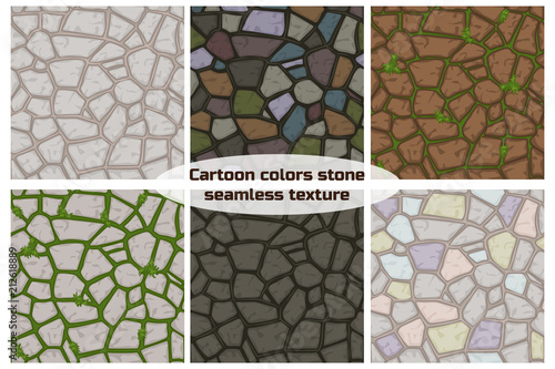Big set cartoon color stone texture