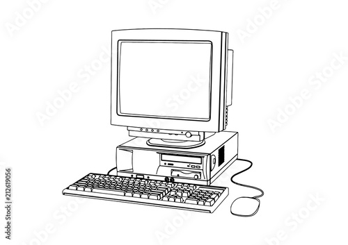 sketch of old computer vector