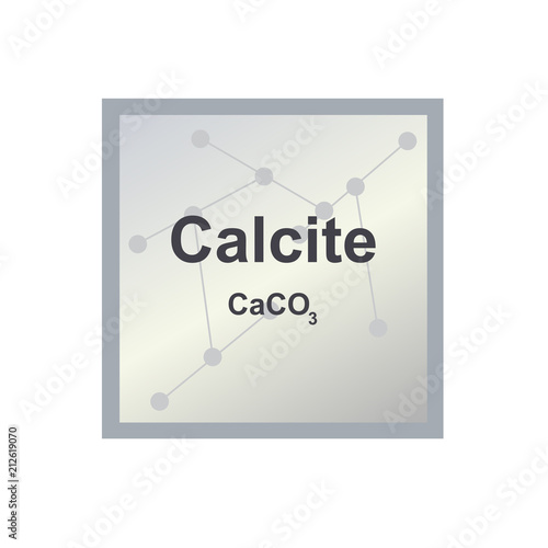 Vector symbol of Calcite (CaCO3) from the Mohs scale of mineral hardness on the background from connected molecules