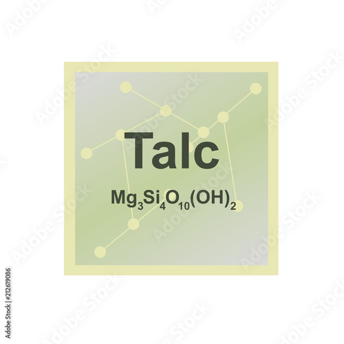 Vector symbol of Talc or Talcum from the Mohs scale of mineral hardness on the background from connected molecules