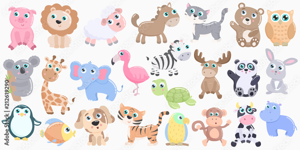 Cute animals set. Cute animals set.
