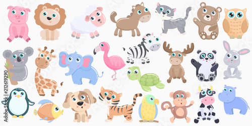 Cute animals set.