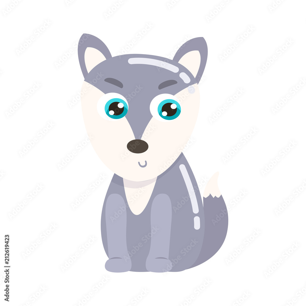 Obraz premium Cute wolf vector illustration.