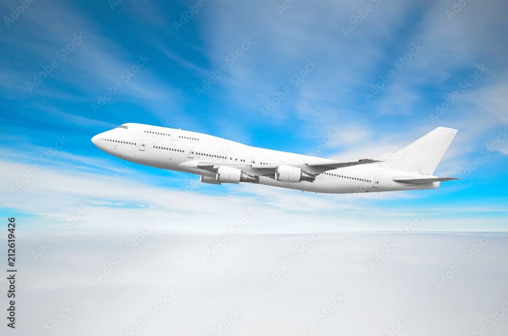 Passenger aircraft flies in the sky above the clouds. Passenger aircraft flies in the sky above the clouds.