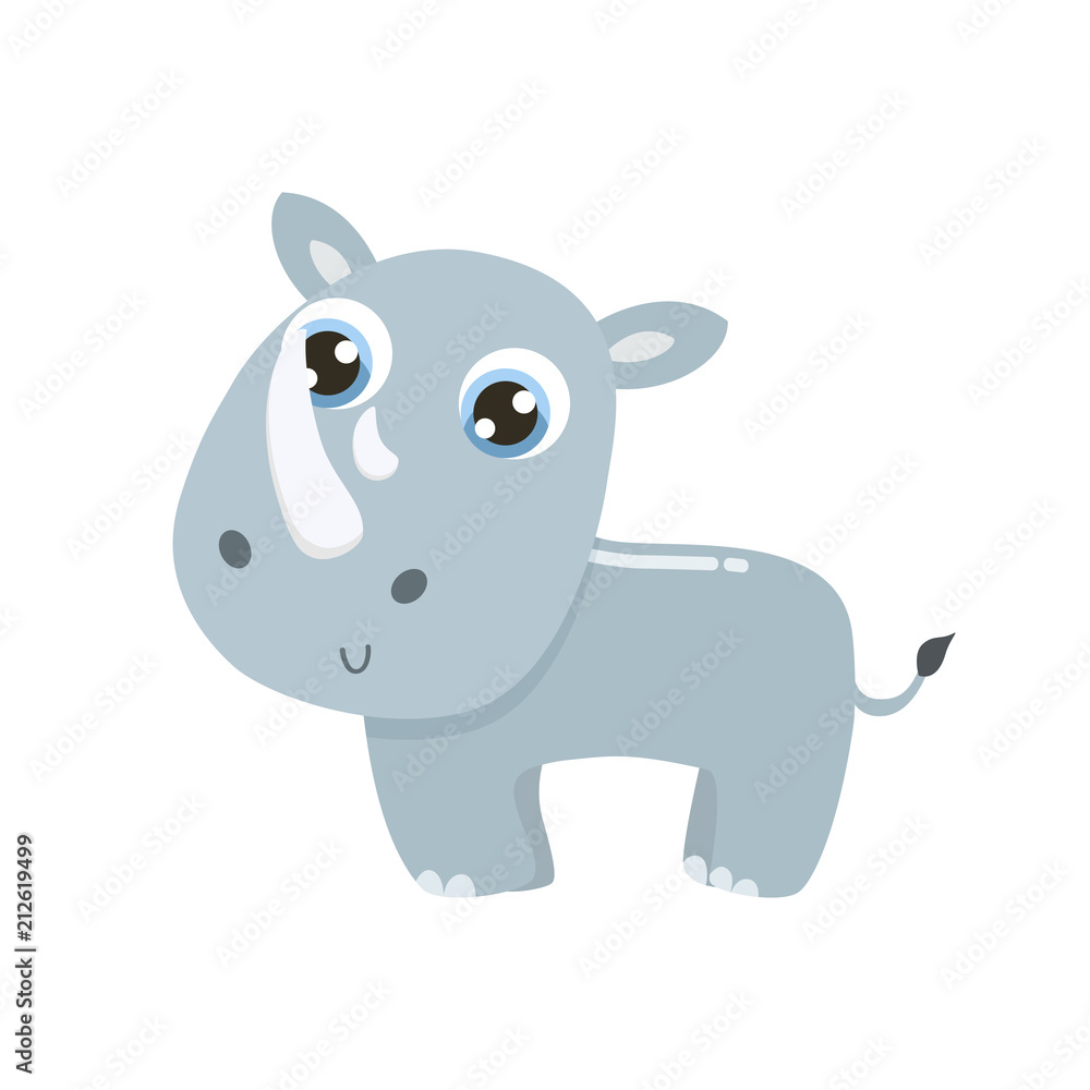 Naklejka premium Cute rhinoceros vector illustration. Vector illustration.