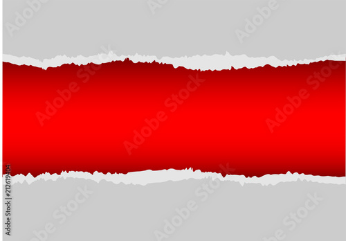 Wallpaper Mural Realistic gray paper torn on red background vector illustration. Torontodigital.ca