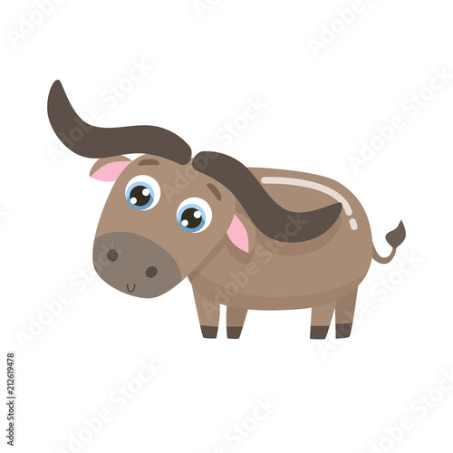 Cute buffalo vector illustration. Flat design.