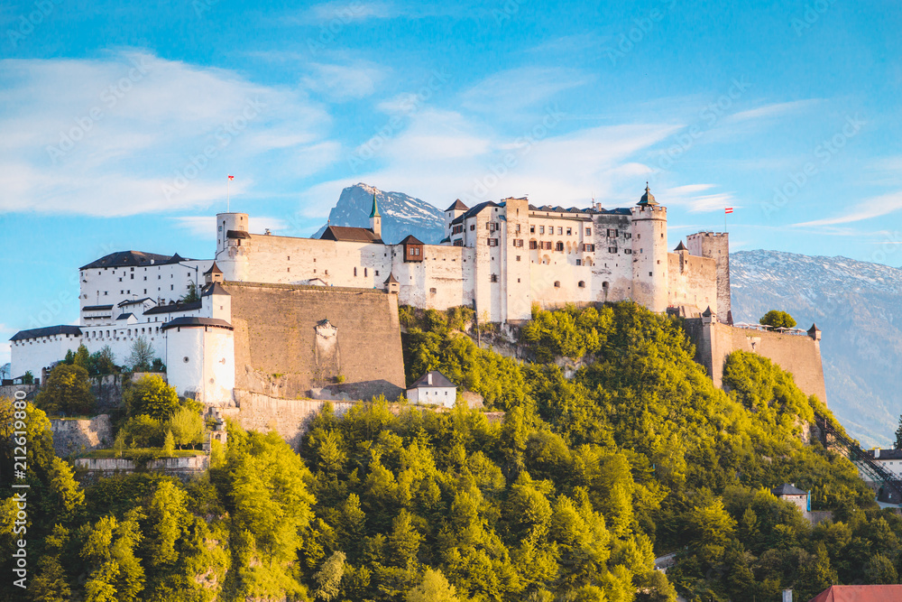 Hohensalzburg Fortress at sunset, Salzburg, Austria