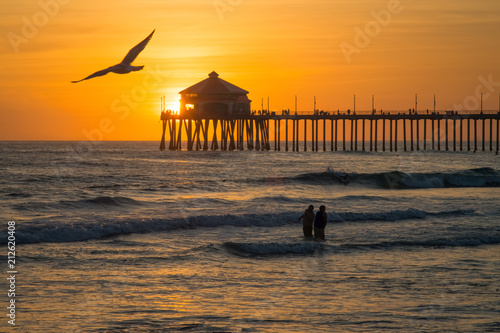 Pacific Coast Pier at sunset, Huntington Beach, CA