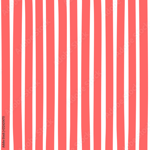 Seamless pattern with vertical stripes. Pattern can be used for fabric design, t-shirts and textiles. Print for polygraphy, wallpaper, wrapping papers, notebook. Vector red background.