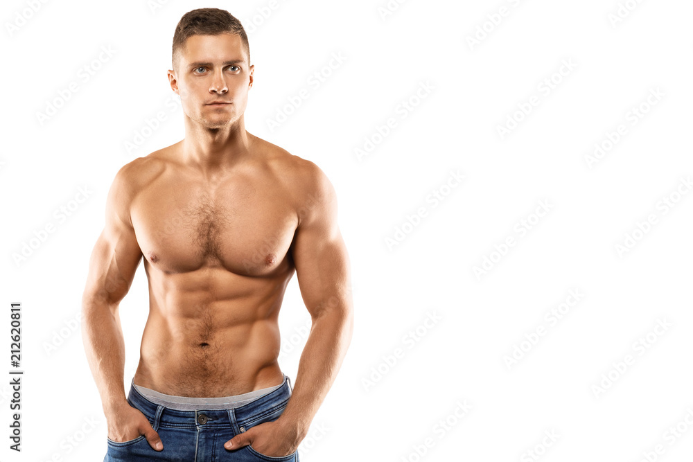 Handsome muscular guy on white background Handsome muscular guy on white background