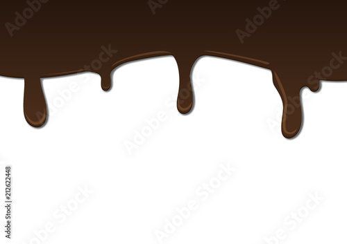 Melted dark chocolate dripping on white wall