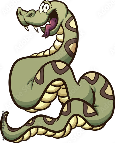 Happy cartoon boa constrictor snake. Vector clip art illustration with simple gradients. All in a single layer.