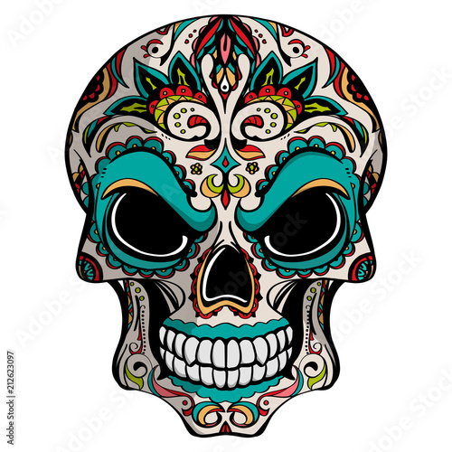 Day of The Dead, skull with floral ornament