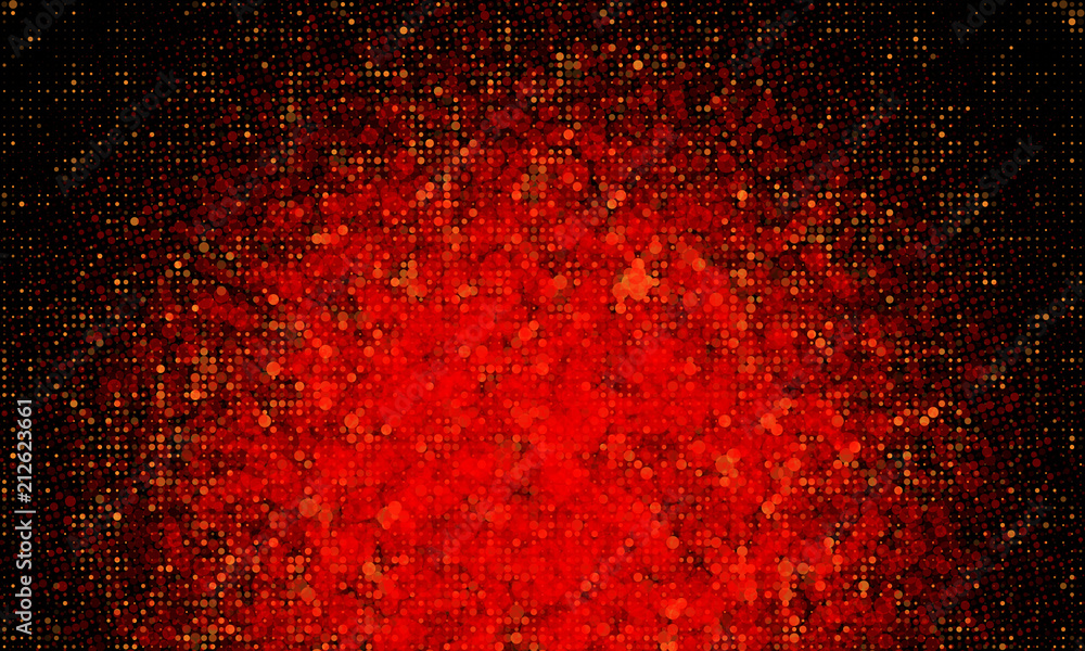 Abstract dotted fire background on black. Vector illustration.
