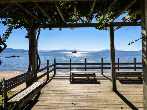 Wooden deck by the bay with a beautiful view - Florianopolis  Brazil