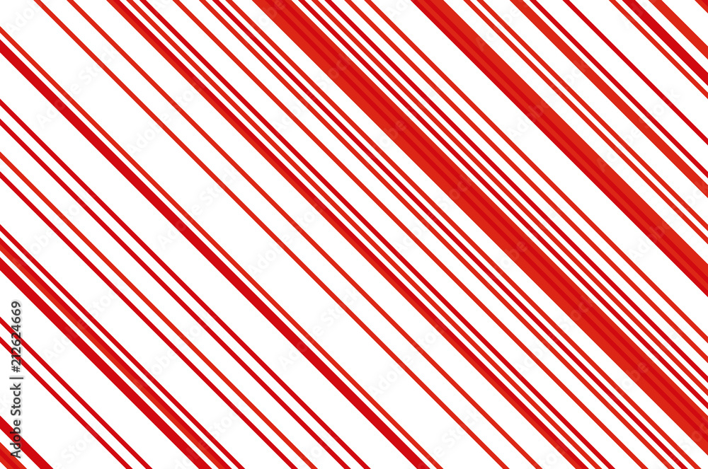 Naklejka premium Christmas candle, lollipop pattern. Striped diagonal background with slanted lines.