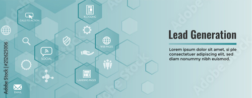 Lead Generation Web Header Banner - Attract leads for target audience to increase revenue growth and sales