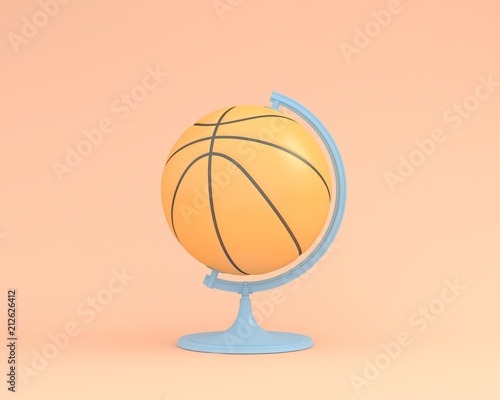 Wallpaper Mural Creative idea layout of Basketball globe sphere the orb on orange color pastel background. minimal idea sport concept. Torontodigital.ca