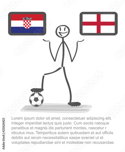 Football - soccer background happy man keep flag, vector stackman croatia vs england semi final 1/2