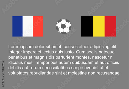 Football - soccer background happy man keep flag, vector stackman france vs belgium semi final 1/2