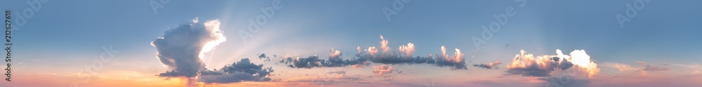 Beautiful sunset sky with clouds and orange strip along the horizon. A high resolution