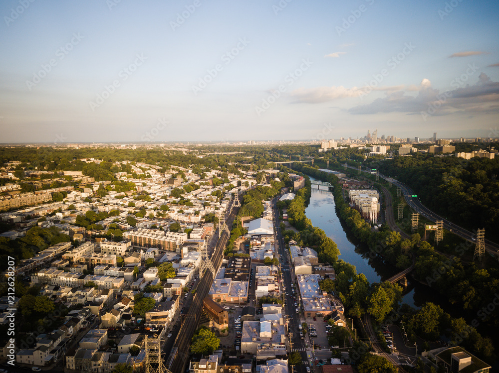 Fototapeta premium Aerial View of Manayunk PA