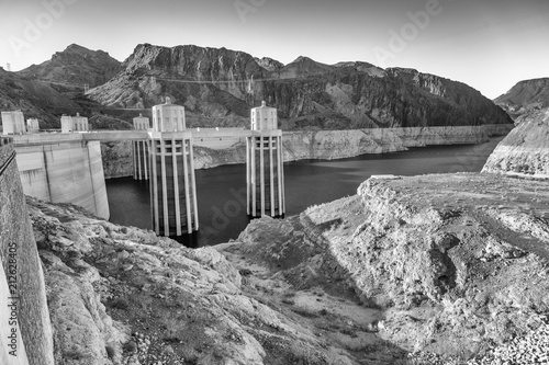 Hoover Dam in United States. Hydroelectric power station on Arizona - Nevada border