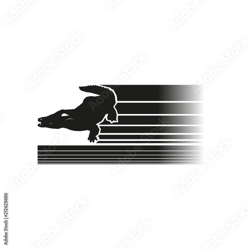 Logo with a picture of a crocodile. Vector illustration.