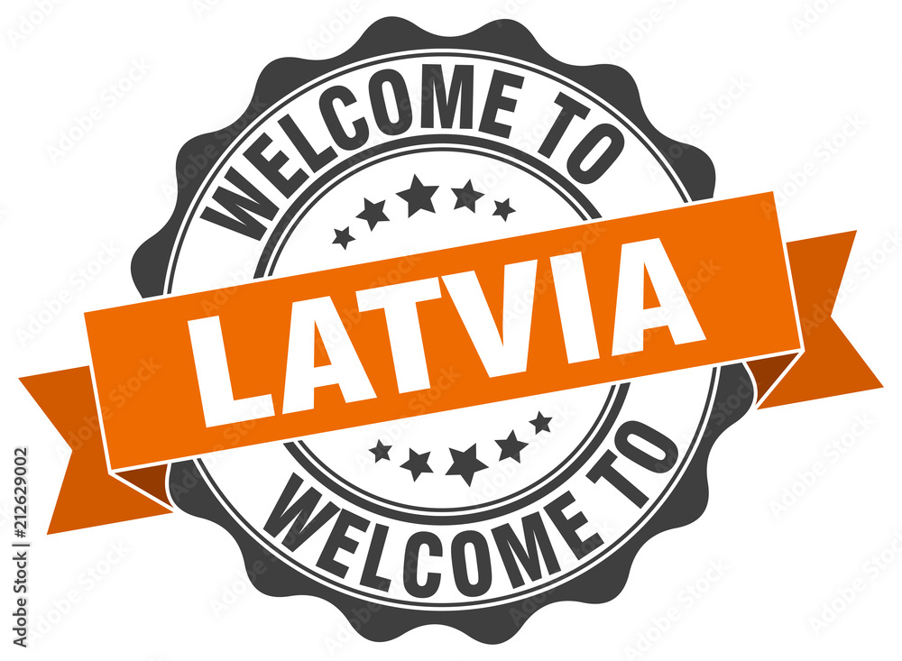 Fototapeta premium Latvia round ribbon seal