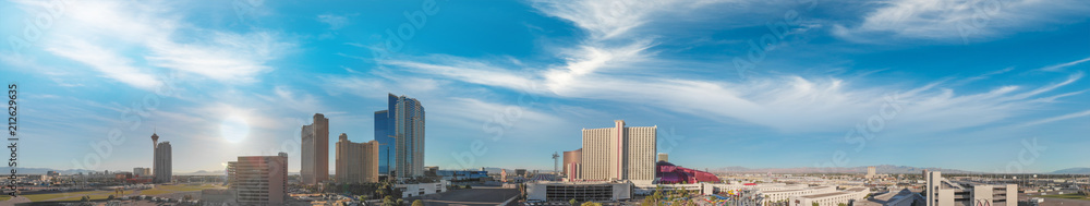 Las Vegas, Nevada. Aerial view at sunset, city panorama