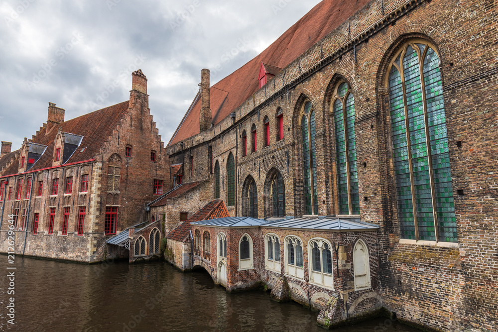 View at the Sint-Janshospitaal and channel in Brugge, Belgium