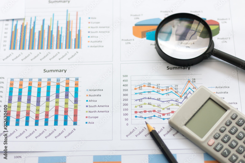 Magnifier with chart,Investment Analysis Magnifier with chart,Investment Analysis