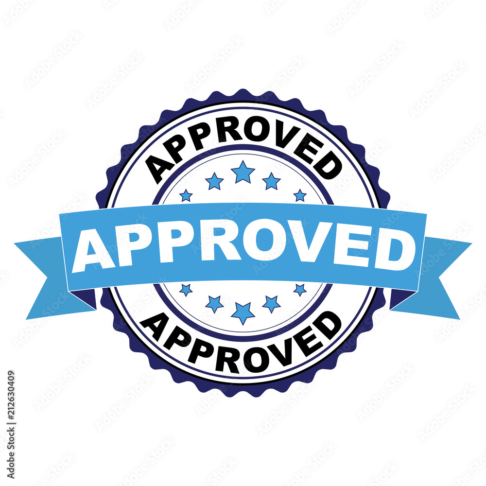 Fototapeta premium Blue black rubber stamp with Approved concept