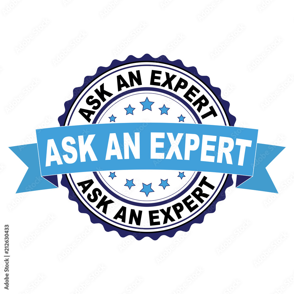 Blue black rubber stamp with Ask an expert concept Blue black rubber stamp with Ask an expert concept