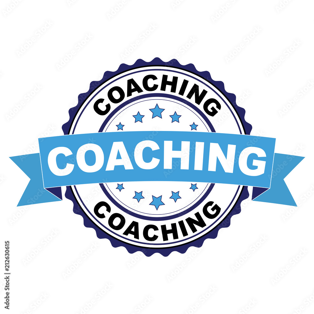 Blue black rubber stamp with Coaching concept Blue black rubber stamp with Coaching concept