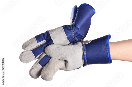 Working mens gloves on white background