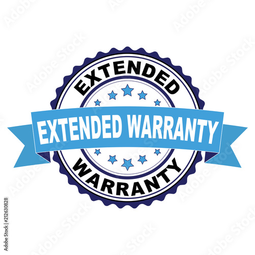 Blue black rubber stamp with Extended warranty concept